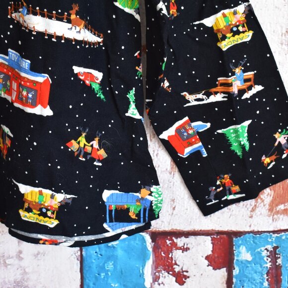 Women's Old Navy Flannel Pajama Shirt Christmas I Love Snow XLARGE Black NEW - Picture 5 of 10